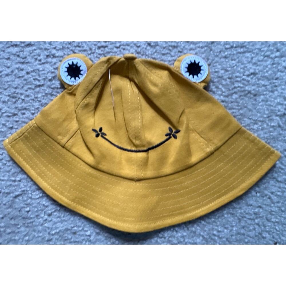 Kids Frog Bucket Hat Yellow Smiley Face Cartoon Sun Hat Toddler Youth